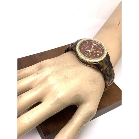 Fossil Women's Watch ES2795 Stella Quartz Gemmed Gold Tortoise Shell 37mm - Picture 4 of 14
